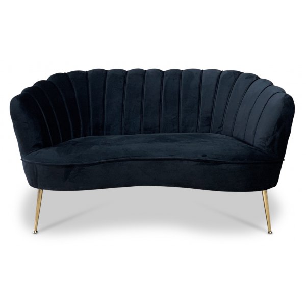 Snckan 2-seter sofa - Svart flyel / Messing