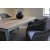 Spisegruppe Alva: Spisebord i teak/galvanisert stl med 6 Mercury lenestoler i gr kunstrotting