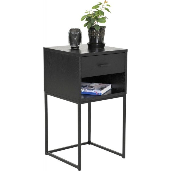 Domino nattbord med hylle - Sort ask finer Domino nattbord med hylle - Sort ask finer