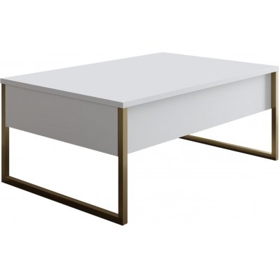 Lux sofabord 90 x 60 cm - Hvit/gull