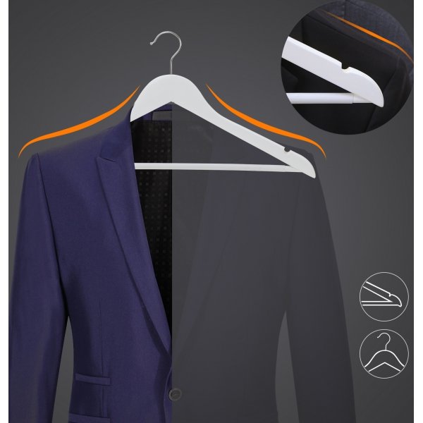 Kleshenger, tre, 44,5 cm, 30-pakning - Hvit Kleshenger, tre, 44,5 cm, 30-pakning - Hvit