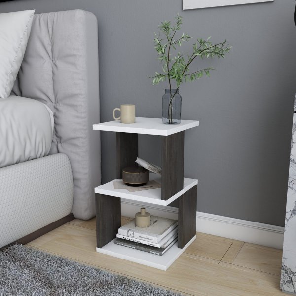 Carter nattbord - Hvit/mørk eik Carter nattbord - Hvit/mørk eik