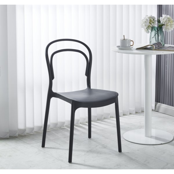 Tone stablebar spisestuestol - Sort plaststol