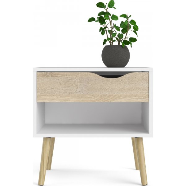Oslo nattbord - Hvit/eik
