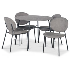 Tofta spisegruppe 100 cm bord i betongimitasjon + 4 stk Tofta gr stoler