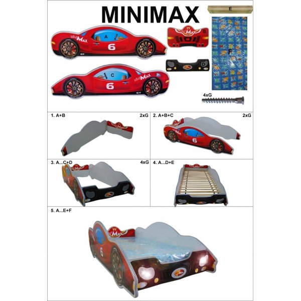 Louie racerbil barnseng - Valgfri farge og størrelse! Louie racerbil barnseng - Valgfri farge og størrelse!