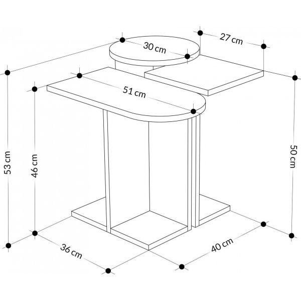 Mund settbord - Hvit/antrasitt/gul Mund settbord - Hvit/antrasitt/gul