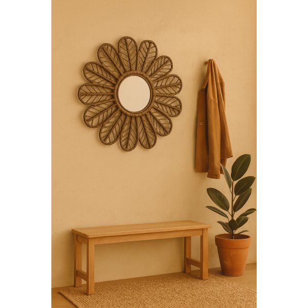 Peacock speil i rotting  90 cm - Brun