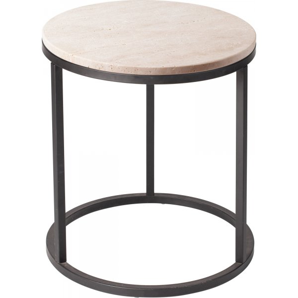 Travertin salongbord, topplate diameter 50 cm Travertin salongbord, topplate diameter 50 cm