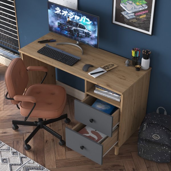 Hanna skrivebord 9, 120 x 50 cm - Valntt/antrasitt