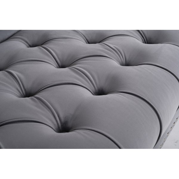 Sofa 3-seter chesterfield grå fløyel Sofa 3-seter chesterfield grå fløyel