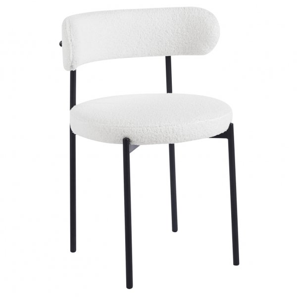 Spisegruppe Crossby bord �120 cm i svartbeiset eik med 4 Wilma spisestoler i hvit teddy