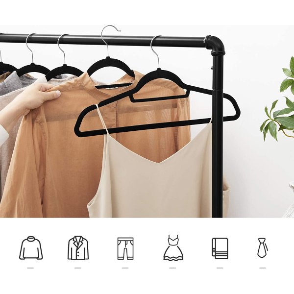 Kleshenger, flyel, 45 cm, 50-pakning - Sort