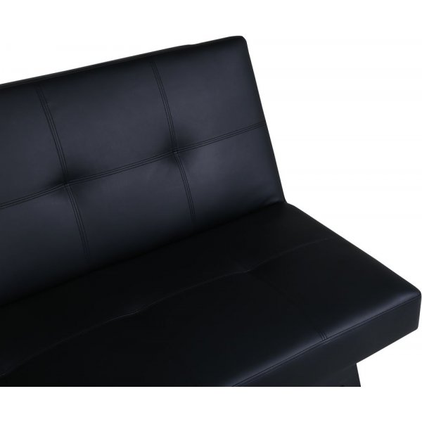 Sleep sovesofa - Svart kunstig skinn + Tekstilpleie for m�bler