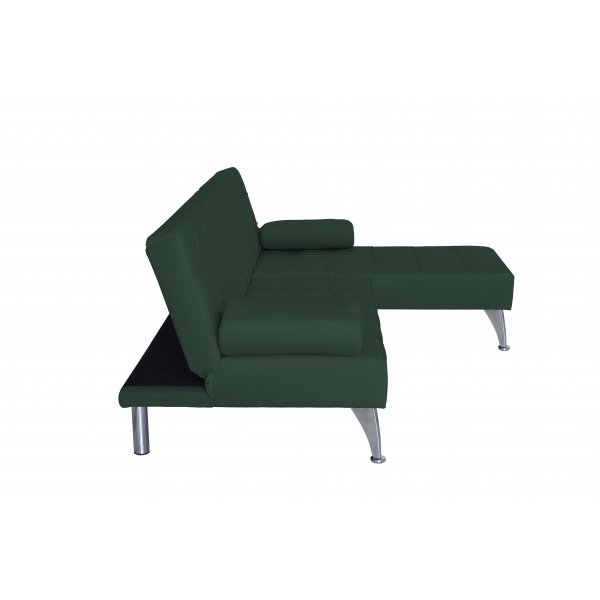 Grønn fløyelsofa med sengefunksjon Grønn fløyelsofa med sengefunksjon