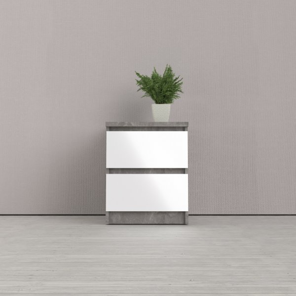 Naia nattbord 2 - Betong/hvit Naia nattbord 2 - Betong/hvit