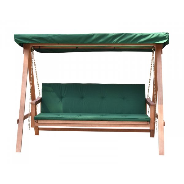 Sammenleggbar hengekøye i tre med grønt tak Sammenleggbar hengekøye i tre med grønt tak