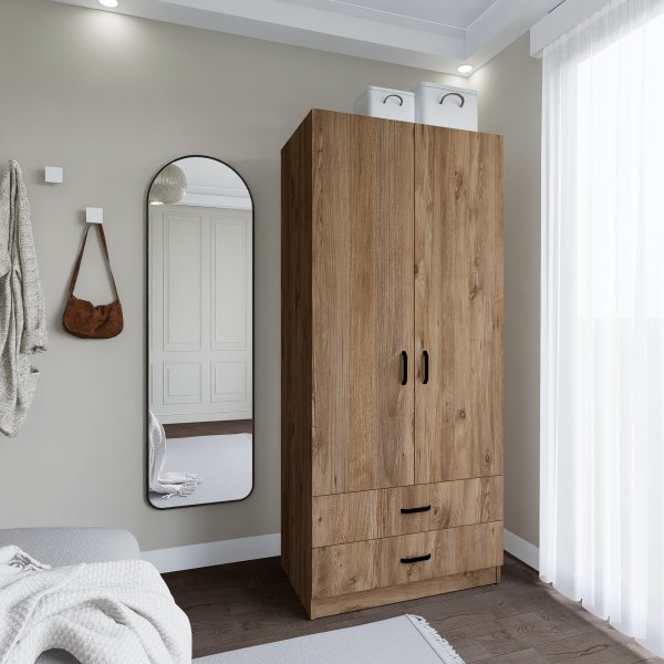 Yaman garderobeskap 80 x 47 x 182 cm - Furu Yaman garderobeskap 80 x 47 x 182 cm - Furu