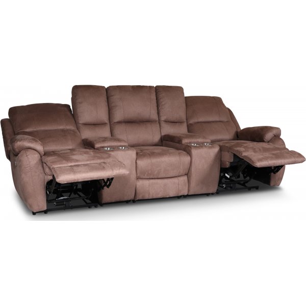 Enjoy Hollywood Biosofa - 3-seter recliner (el) i brunt mikrofiber Enjoy Hollywood Biosofa - 3-seter recliner (el) i brunt mikrofiber