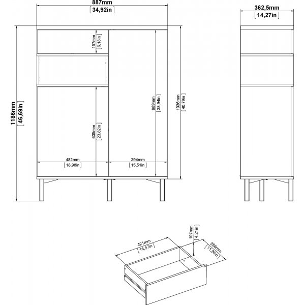 Roomers skap - Hvit/eik Roomers skap - Hvit/eik