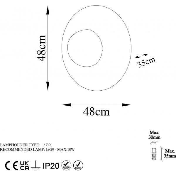 Kurt vegglampe 48 cm - Kobber
