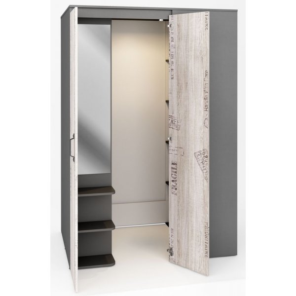 Deena garderobe - Grafitt/eik - Høyrevendt Deena garderobe - Grafitt/eik - Høyrevendt