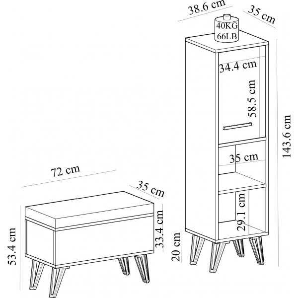 November hall mbler - Hvit/grnn