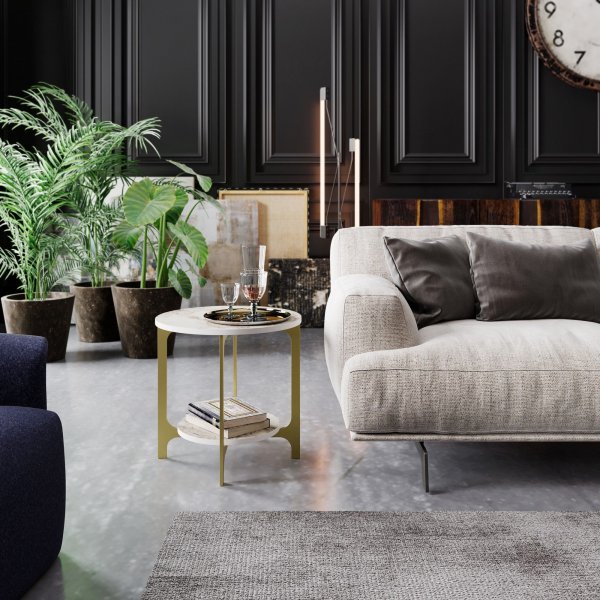 Versy sidebord - Gull/hvit marmor Versy sidebord - Gull/hvit marmor