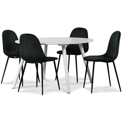 Rosvik spisegruppe, spisebord med 4 stk Carisma flyelsstoler - Hvit/Grnn + 3.00 x Mbelftter