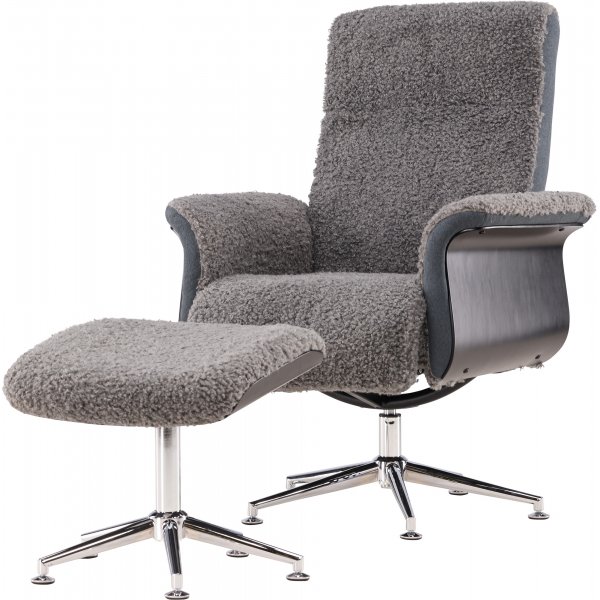 Lenestol med fotskammel - Grå - Hagön Lenestol med fotskammel - Grå - Hagön