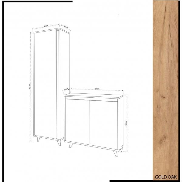 Onedin gangmøbel - Eik/hvit Onedin gangmøbel - Eik/hvit