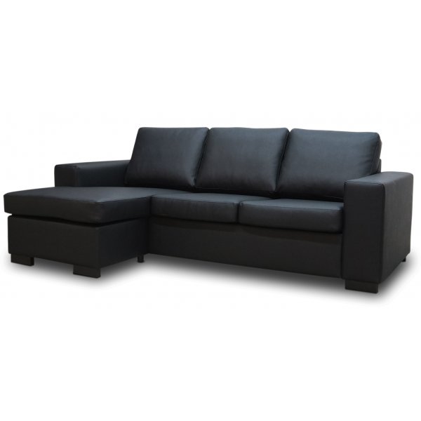 Solna divansofa, Høyre - Svart lær (bunnet) Solna divansofa, Høyre - Svart lær (bunnet)