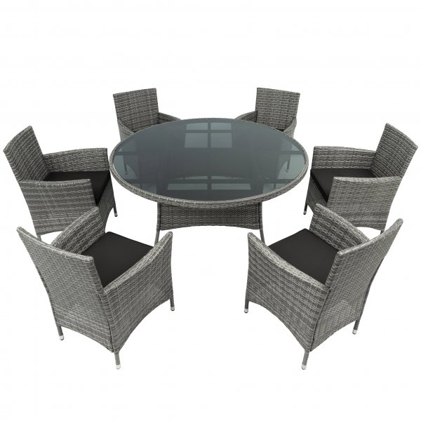 Spisesett Tylösand rundt bord med 6 stoler Spisesett Tylösand rundt bord med 6 stoler