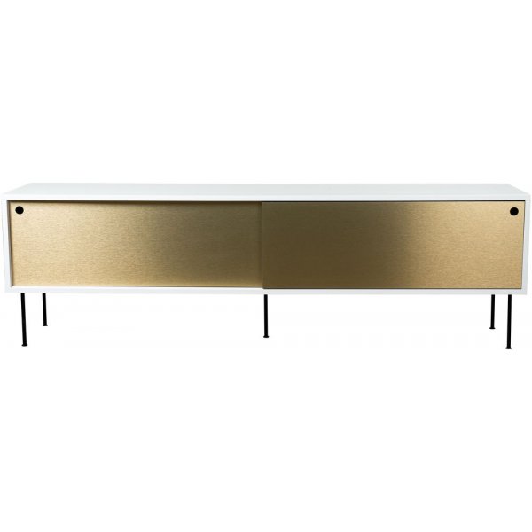 Volume mediebenk 178 cm - Hvit/messing