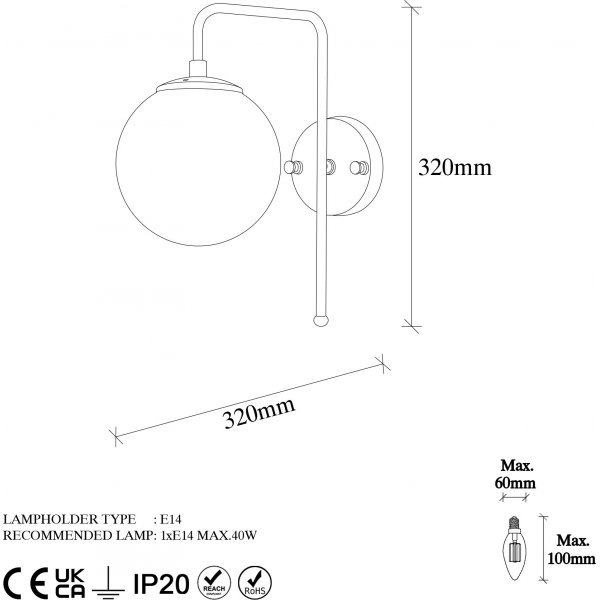 Viran vegglampe 10945 - Vintage/hvit Viran vegglampe 10945 - Vintage/hvit