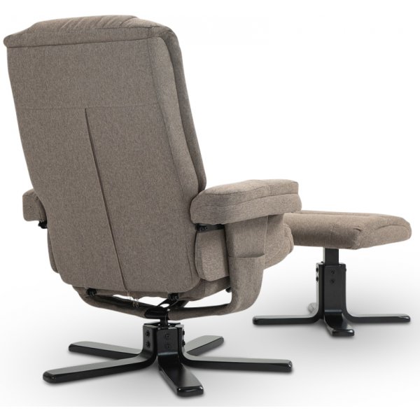 Oslo hvilestol med krakk i mørk beige stoff Oslo hvilestol med krakk i mørk beige stoff