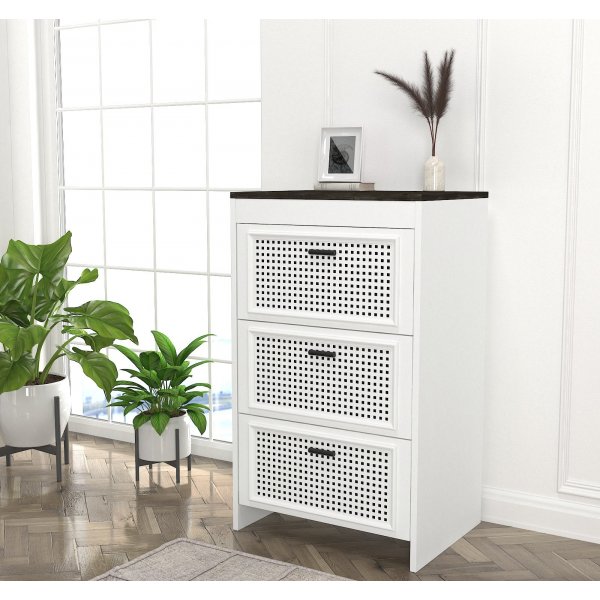 Ferdig kommode - Hvit/mrk brun