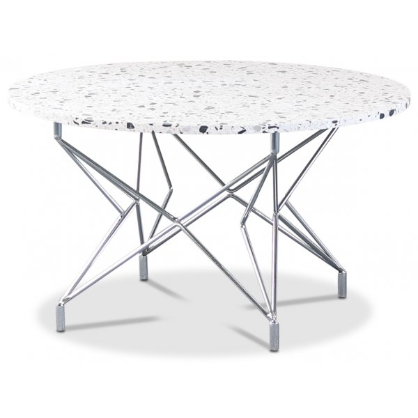 Terrazzo rundt sofabord 80 cm - Cosmos Terrazzo & underdel Star i krom