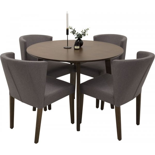 Spisestol Kevin - Valnøttsimitasjon / Grå Spisestol Kevin - Valnøttsimitasjon / Grå