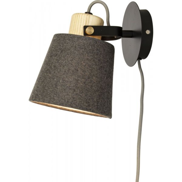 Vegglampe Geilo - Svart/tre