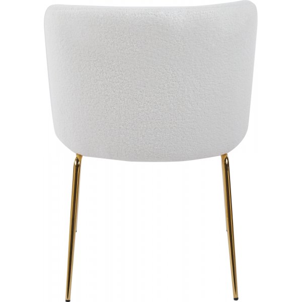 Spisegruppe Lanzo Ø120 cm marmorbeige med 4 stoler i bouclé og messingben Spisegruppe Lanzo Ø120 cm marmorbeige med 4 stoler i bouclé og messingben