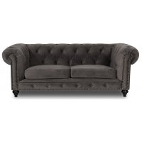Chesterfield Montgomery 3-seters sofa - Grå fløyel Chesterfield Montgomery 3-seters sofa - Grå fløyel