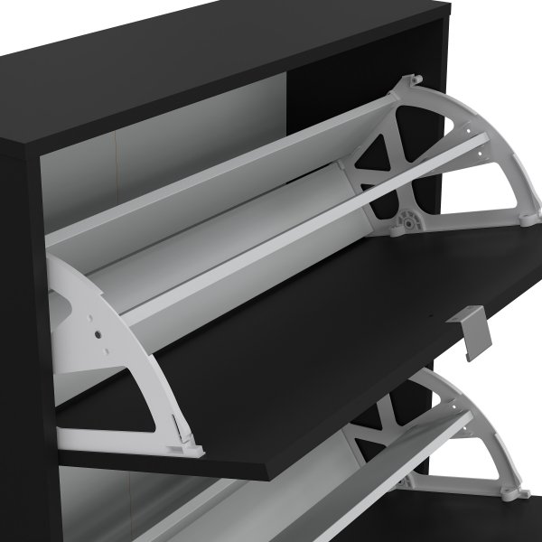 Skoskap med 3 vipped�rer - Matt svart