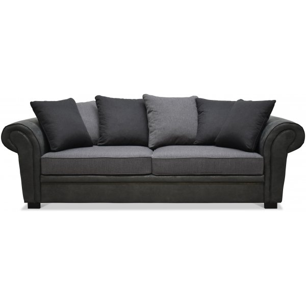 Delux 3-seters sofa med konvoluttputer - Grå/Antrasitt/Vintage Delux 3-seters sofa med konvoluttputer - Grå/Antrasitt/Vintage