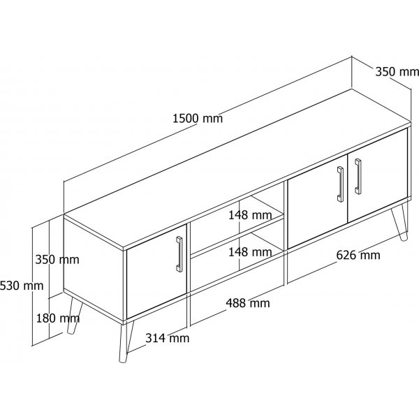 Mediebenk i eik 150 cm