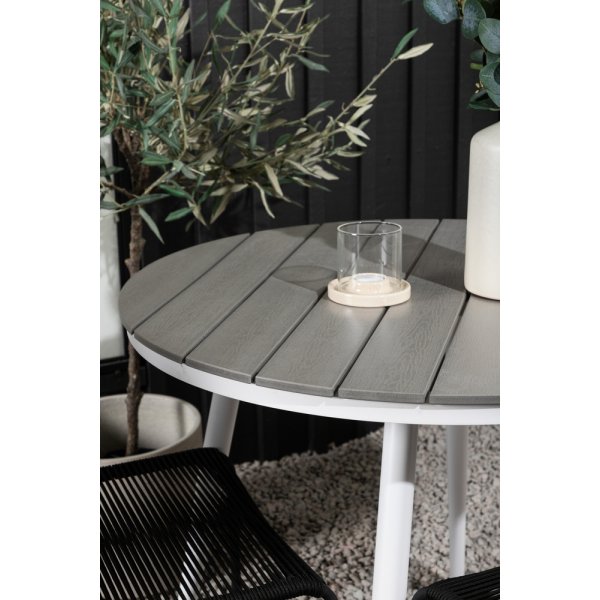 Pause uteservering med 2 Lindos stoler - Grå/Hvit Pause uteservering med 2 Lindos stoler - Grå/Hvit