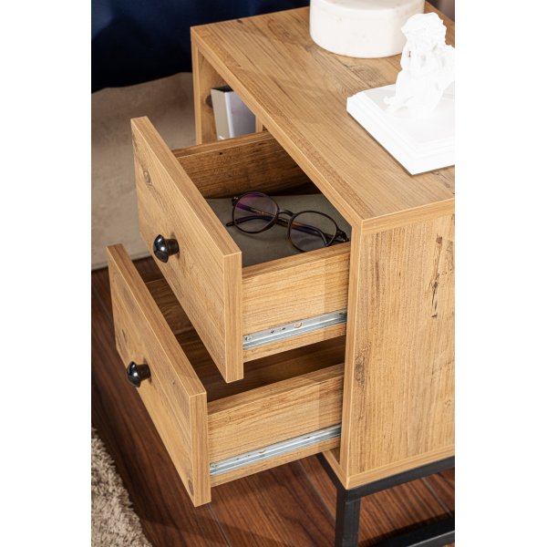 Glimmer nattbord - Furu/sort Glimmer nattbord - Furu/sort