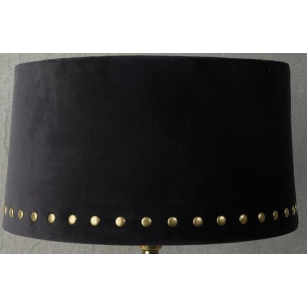 Velvet lampeskjerm med nagler 33 cm - Sort / Messing