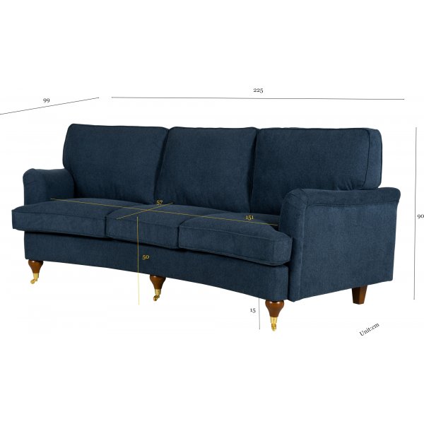 Howard Watford deluxe 4-seters buet sofa - Bl + Flekkfjerner for mbler