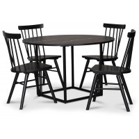 Sintorp spisegruppe, rundt spisebord Ø115 cm inkludert 4 stk. Orust pinnestoler - svart marmor (laminat) Sintorp spisegruppe, rundt spisebord Ø115 cm inkludert 4 stk. Orust pinnestoler - svart marmor (laminat)